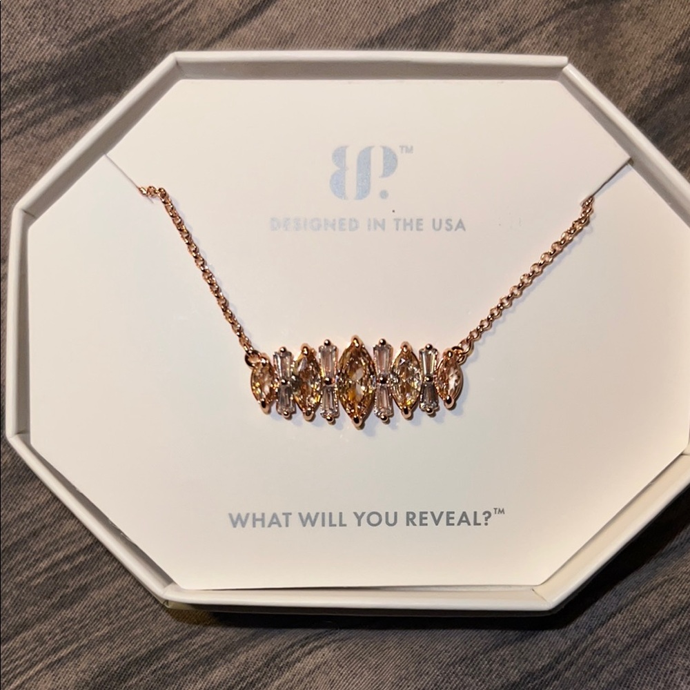 BP Gold Necklace with Elegant Crystal Cluster